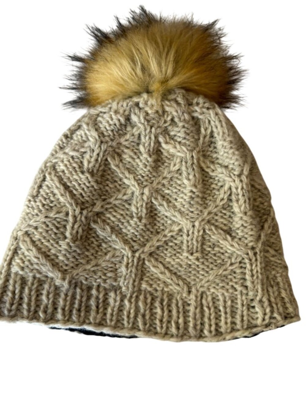 The Collection Royal 100% Wool cable Knit Gray Wool Beanie Warm Cozy OS Outdoor